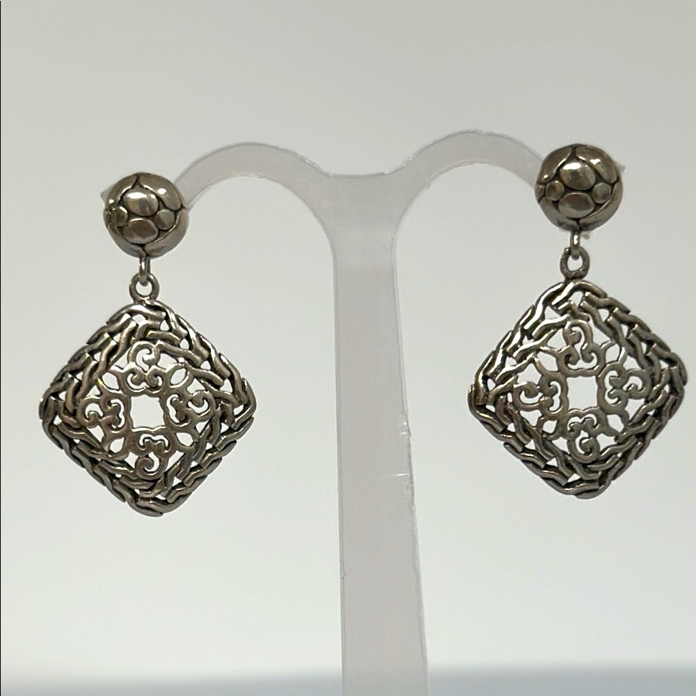 Elegant 925 Silver Filigree Dangle Earrings